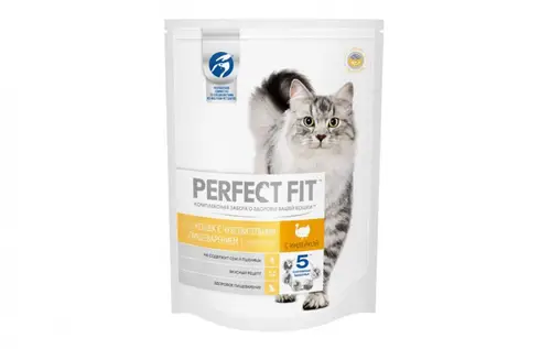 Perfect Fit сухой корм для кошек с чувствит пищевар инд 190г