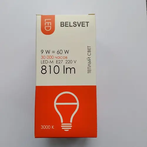 Лампа Белсвет LED-M A60 9W 3000K E27