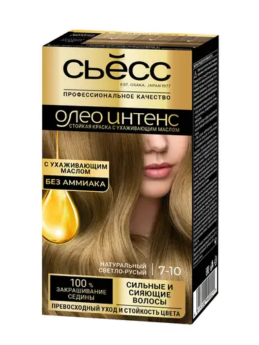 Краска д/вол. SYOSS Oleo Intense 7-10 Натур светло-русый стойкая с мас- актив. (со 100% чист. масл. без аммиака) в наб. с ух. окраш. кремом, проявителем "Oleo" и конд. "Защ цв."