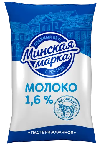 Молоко паст жир. 1.6% п/пл 1л Минская марка