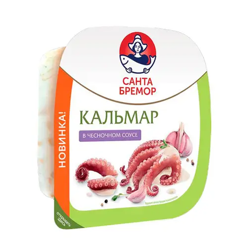 Салат Из Кальмаров Вареная Кусочки в Чесночном Соусе 150г