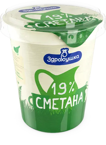 Сметана жир. 19% п/ст вес 380г Здравушка