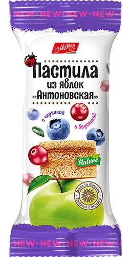 Пастила из яблок Антоновская с черникой и брусникой 30г