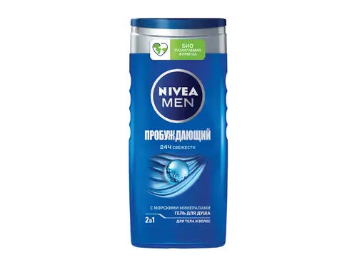 Гель для душа Nivea Men Пробуждающий 2в1 для тела и волос 250 мл