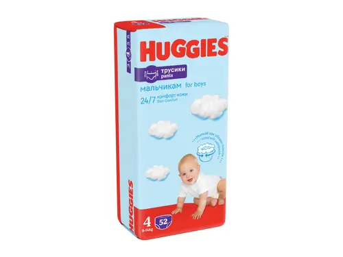 Подгузники-трусики Huggies 4 для мальчиков 9-14 кг 52 шт