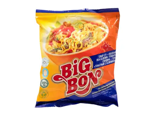 Лапша Big Bon говядина + соус томатный с базиликом 75 гр