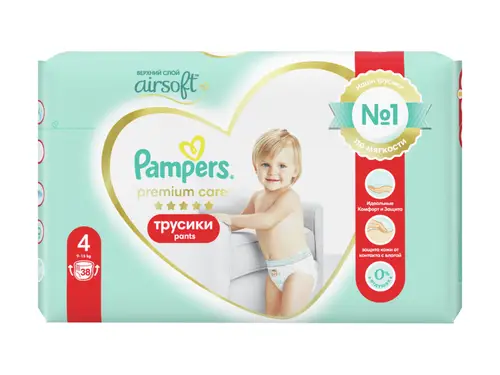 Подгузники-трусики Pampers Premium Care 4 детские 9-15 кг 38 шт