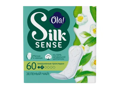 Прокладки ежедневные Ola! Silk Sense Зеленый чай 2 капли 60 шт