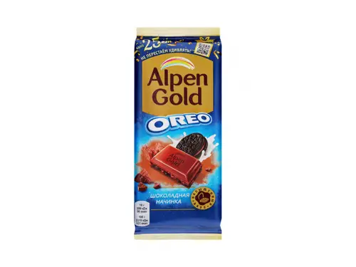 Шоколад Alpen Gold молочный с кусочками печенья Oreo 90 гр