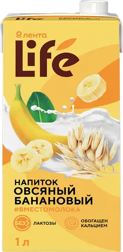 Напиток растительный ЛЕНТА LIFE Овсяный, банановый, 1л