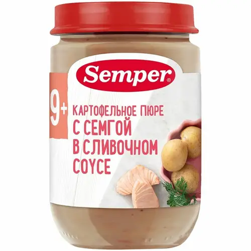 Картофельное пюре Semper с сёмгой в сливочном соусе, с 9 месяцев