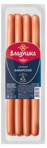 Сосиски Владимирский стандарт Баварские вареные, 350 г