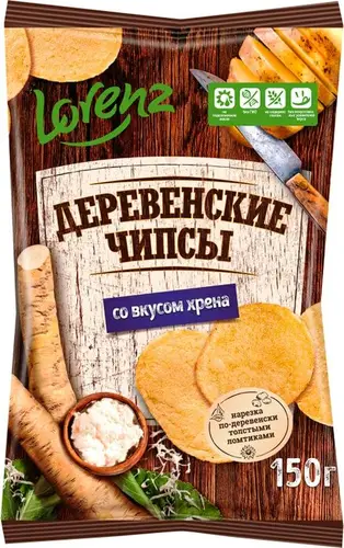 Чипсы картофельные LORENZ Деревенские чипсы со вкусом хрена 150г