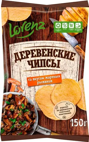 Чипсы картофельные LORENZ Деревенские чипсы со вкусом жареных рыжиков 150г