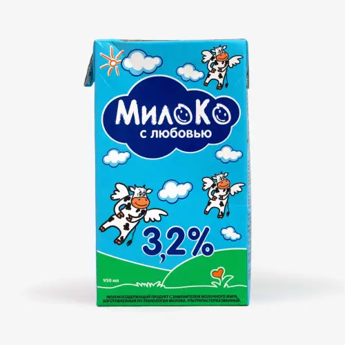 Молокосодержащий продукт Милоко 3,2% ультрапастеризованный с заменителем молочного жира 0,95л