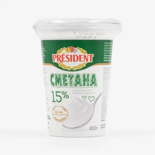 Сметана President 15% 400 г