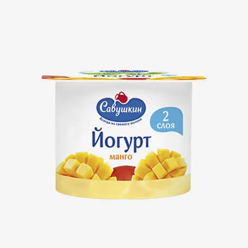 Йогурт Савушкин двухслойный со вкусом манго 2% 120 г