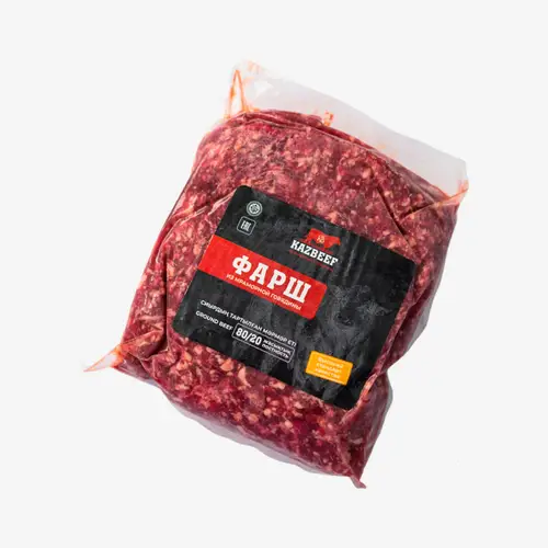 Фарш KazBeef из мраморной говядины 80/20 замороженный кг