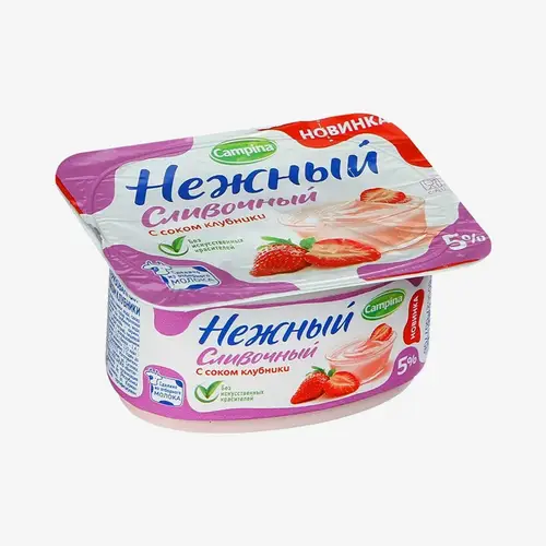 Йогурт Нежный со вкусом клубники 5% 100 г