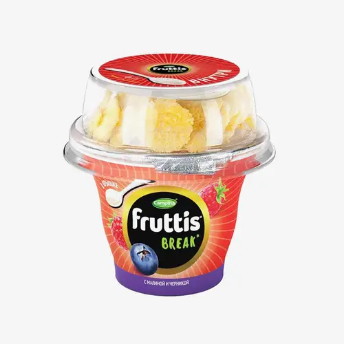 Йогурт Fruttis Вкусный перерыв с малиной и черникой 2,5% 180 г