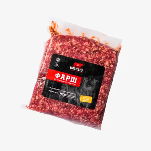 Фарш KazBeef из мраморной говядины 70/30 замороженный кг