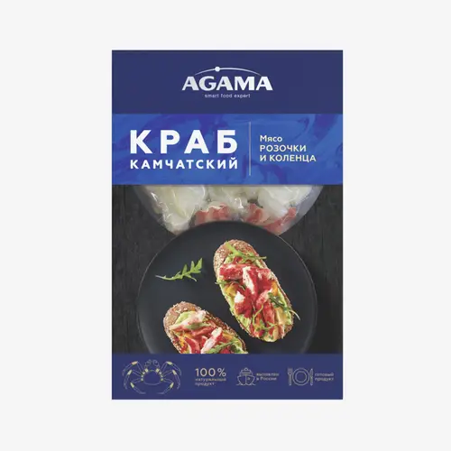 Краб Agama камчатский, мясо розочки и коленца, варено-мороженые 200 г