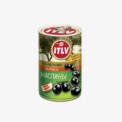 Маслины ITLV черные без косточки 314 мл