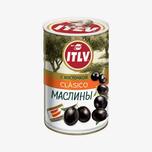 Маслины ITLV clasico черные  с косточкой 314 мл