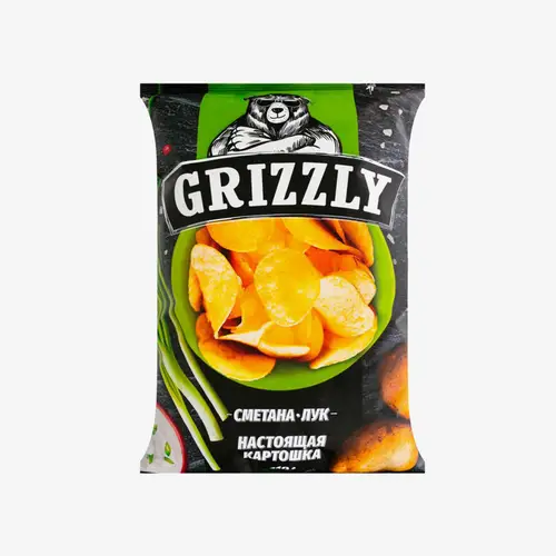 Чипсы Grizzly натуральные со вкусом сметаны и лука 110 г