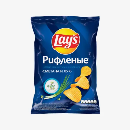 Чипсы Lays рифленые сметана и лук, 140 г