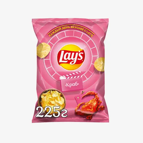 Чипсы Lays рифленые с вкусом краба, 225 г