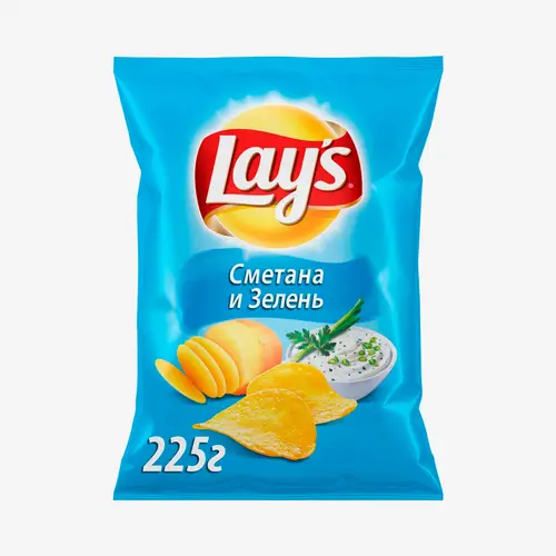 Чипсы Lays сметана зелень, 225 г