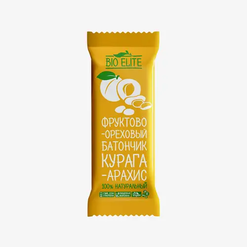 Батончик фруктово-ореховый Bio Elite Курага-арахис 35 г