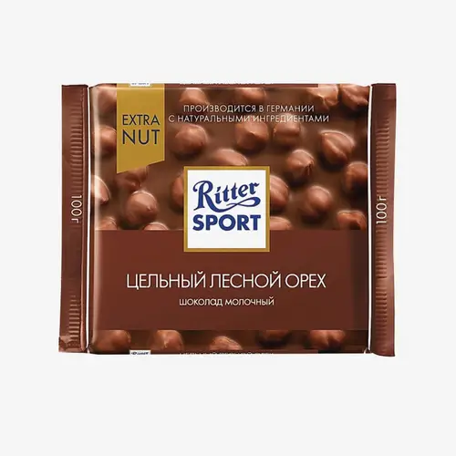 Шоколад Ritter Sport Extra Nut молочный с цельным лесным орехом 100 г