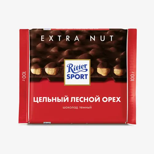 Шоколад Ritter Sport Extra Nut темный с цельным лесным орехом 100 г