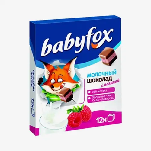 Шоколад Babyfox белый с малиной 90 г