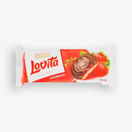 Сдобное печенье Lovita Jelly Cookies со вкусом клубники 135 г