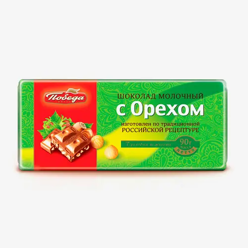 Шоколад победа с молочный с орехом 80 г