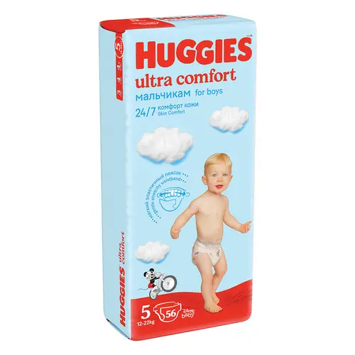 Подгузники Huggies Ultra Comfort 5 (12-22 кг) для мальчиков 56 шт