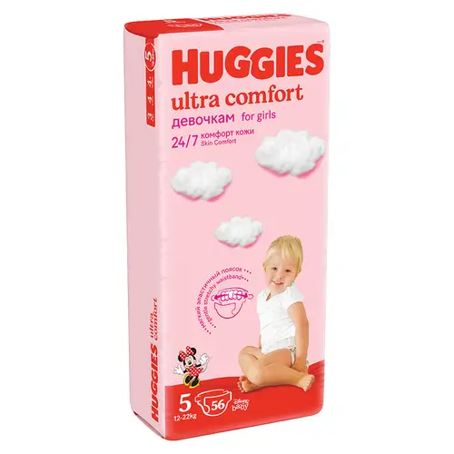 Подгузники Huggies UltraComfort 5 (12-22 кг) для девочек 56 шт