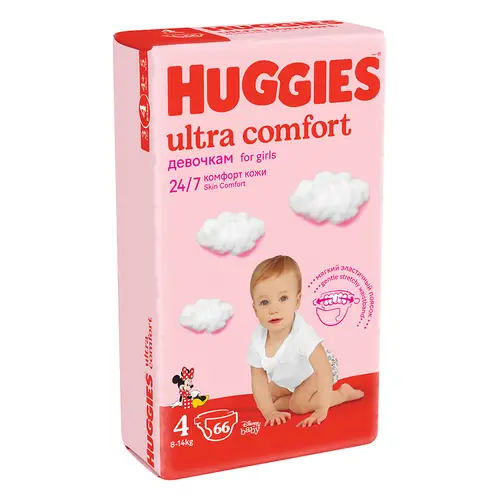 Подгузники Huggies UltraComfort 4 (8-14 кг) для девочек 66 шт