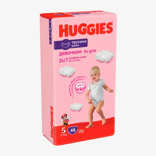 Трусики подгузники Huggies 5 (12-17 кг) для девочек 48 шт