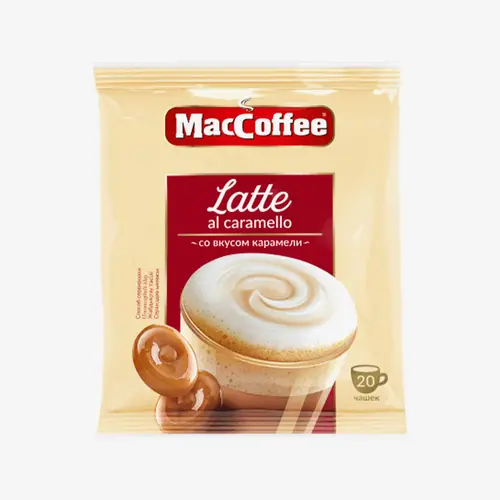 Напиток MacCoffee Latte al Caramello кофейный быстрорастворимый 3 в 1 20 шт