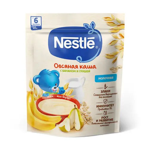 Каша Nestle Молочная овсяная с грушей и бананом для детей (6+ мес) 220 г