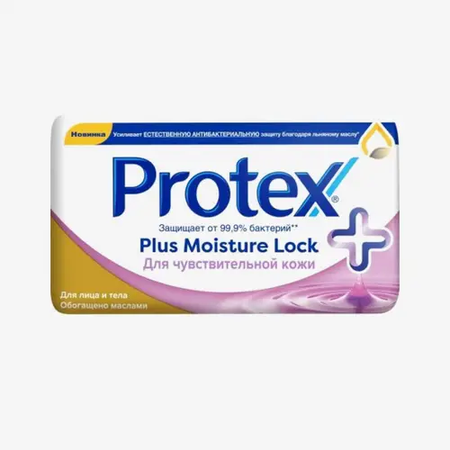 Мыло туалетное твердое Protex Plus Moisture Lock Для чувствительной кожи Антибактериальное, 150 г