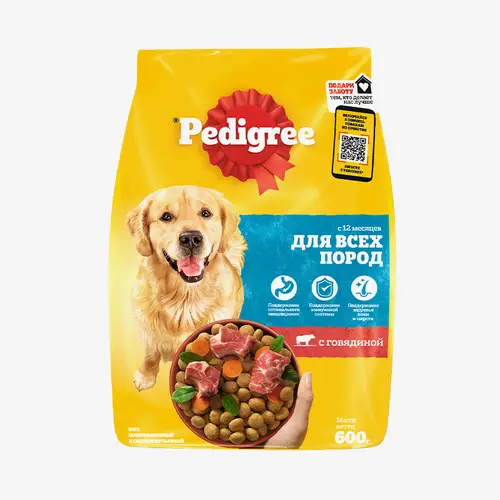 Корм сухой Pedigree говядина для собак всех пород, 600 г