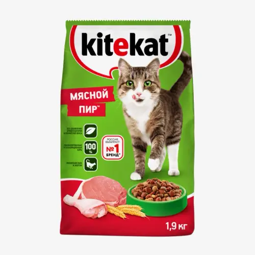 Сухой корм Kitekat мясной пир для кошек, 1.9 кг