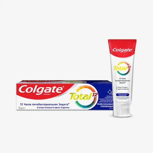 Паста зубная Colgate Total 12 Профессиональная Отбеливающая комплексная антибактериальная 75 мл