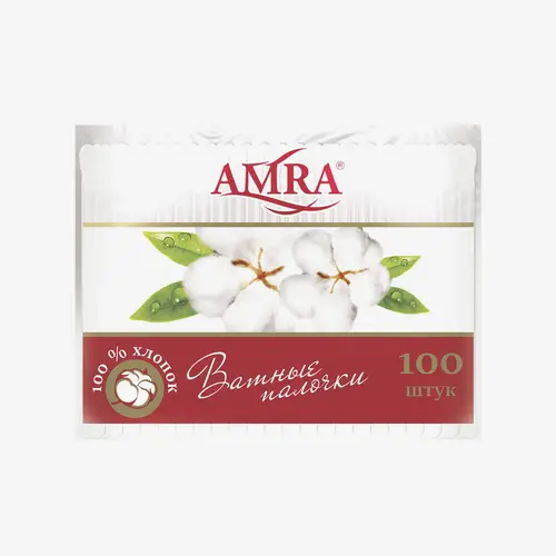 Палочки Amra ватные пакет 100 шт