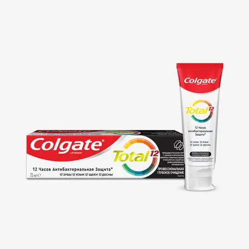 Паста зубная Colgate Total 12 антибактериальная Глубокое очищение с древесным углем, 75 мл